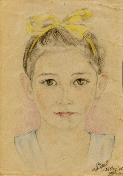 Tekening Lisa in Kramat kamp, 22 augustus 1945